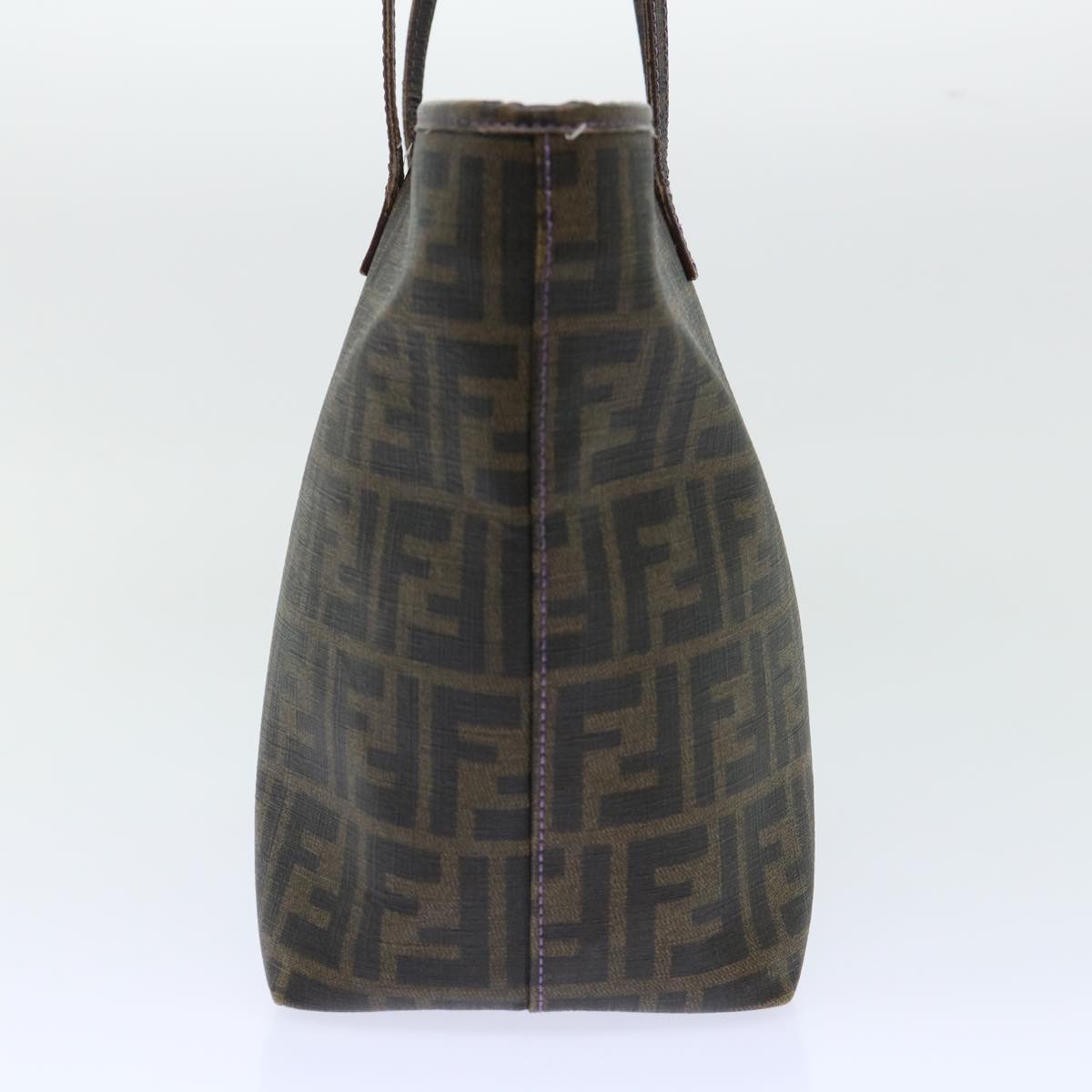 FENDI Zucca Canvas Tote Bag PVC Leather Brown Black 50536