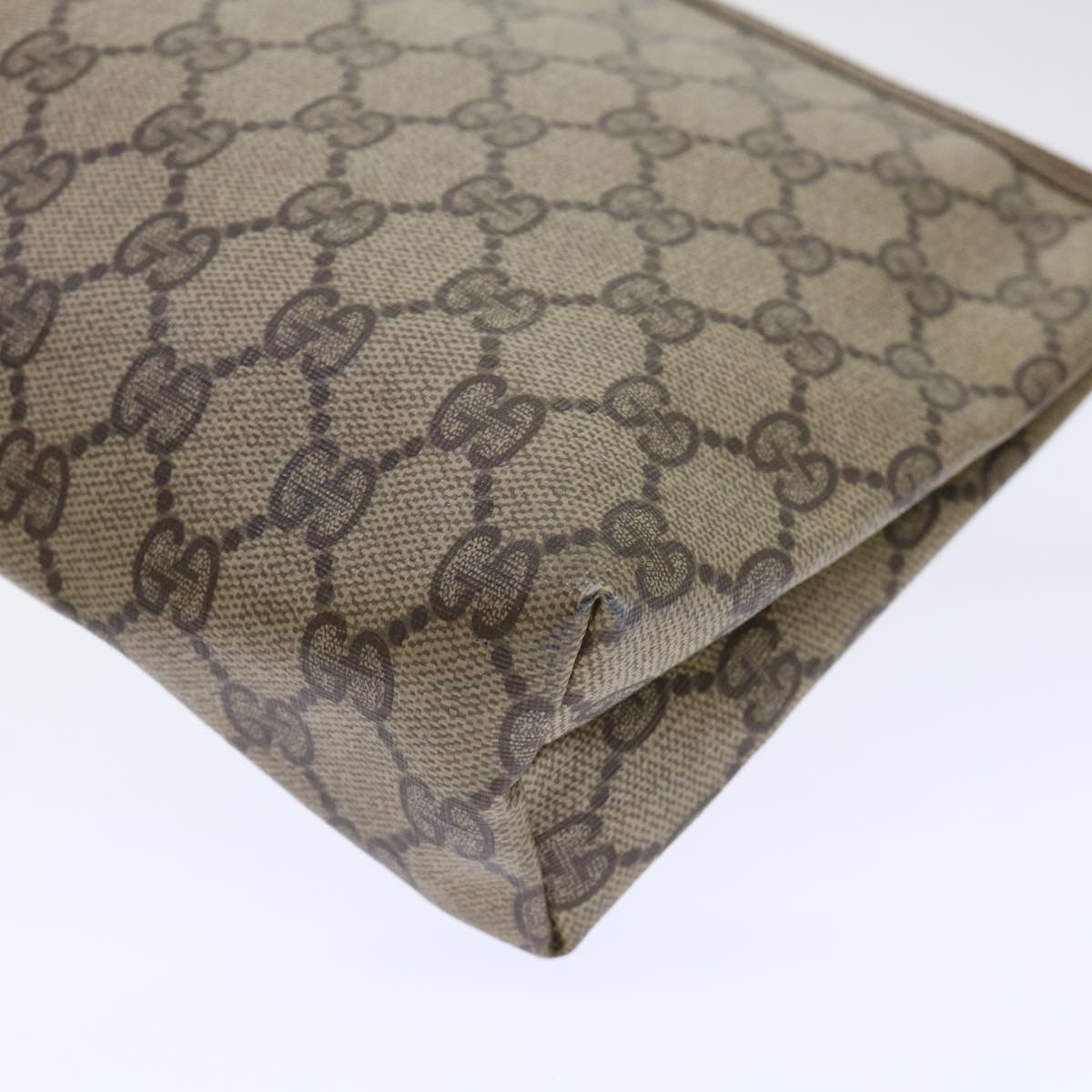GUCCI GG Canvas Pouch PVC Leather Beige 50547