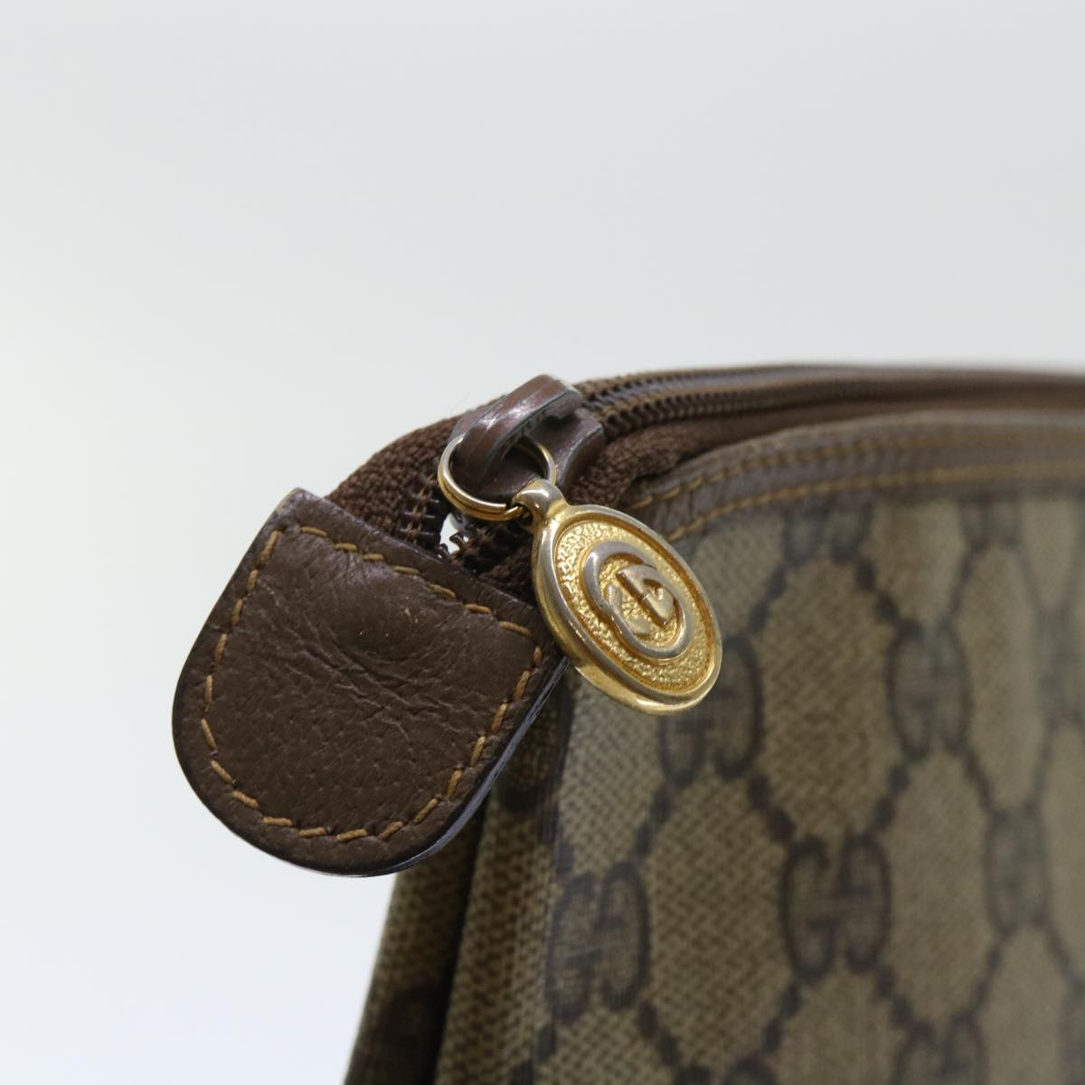 GUCCI GG Canvas Pouch PVC Leather Beige 50547