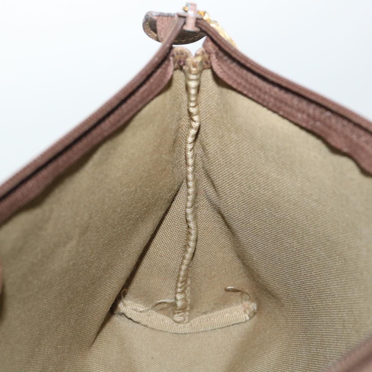 GUCCI GG Canvas Pouch PVC Leather Beige 50547