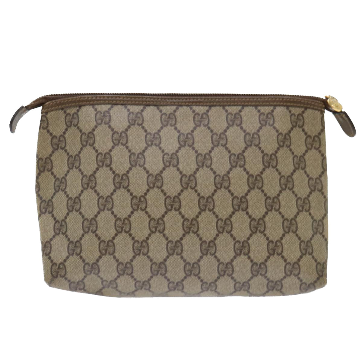 GUCCI GG Canvas Pouch PVC Leather Beige 50547