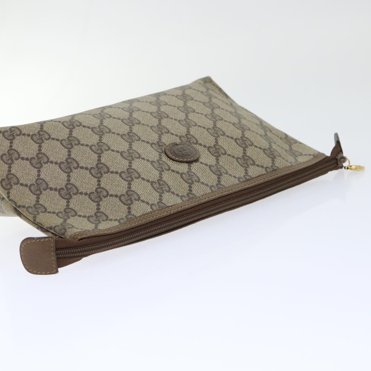 GUCCI GG Canvas Pouch PVC Leather Beige 50547