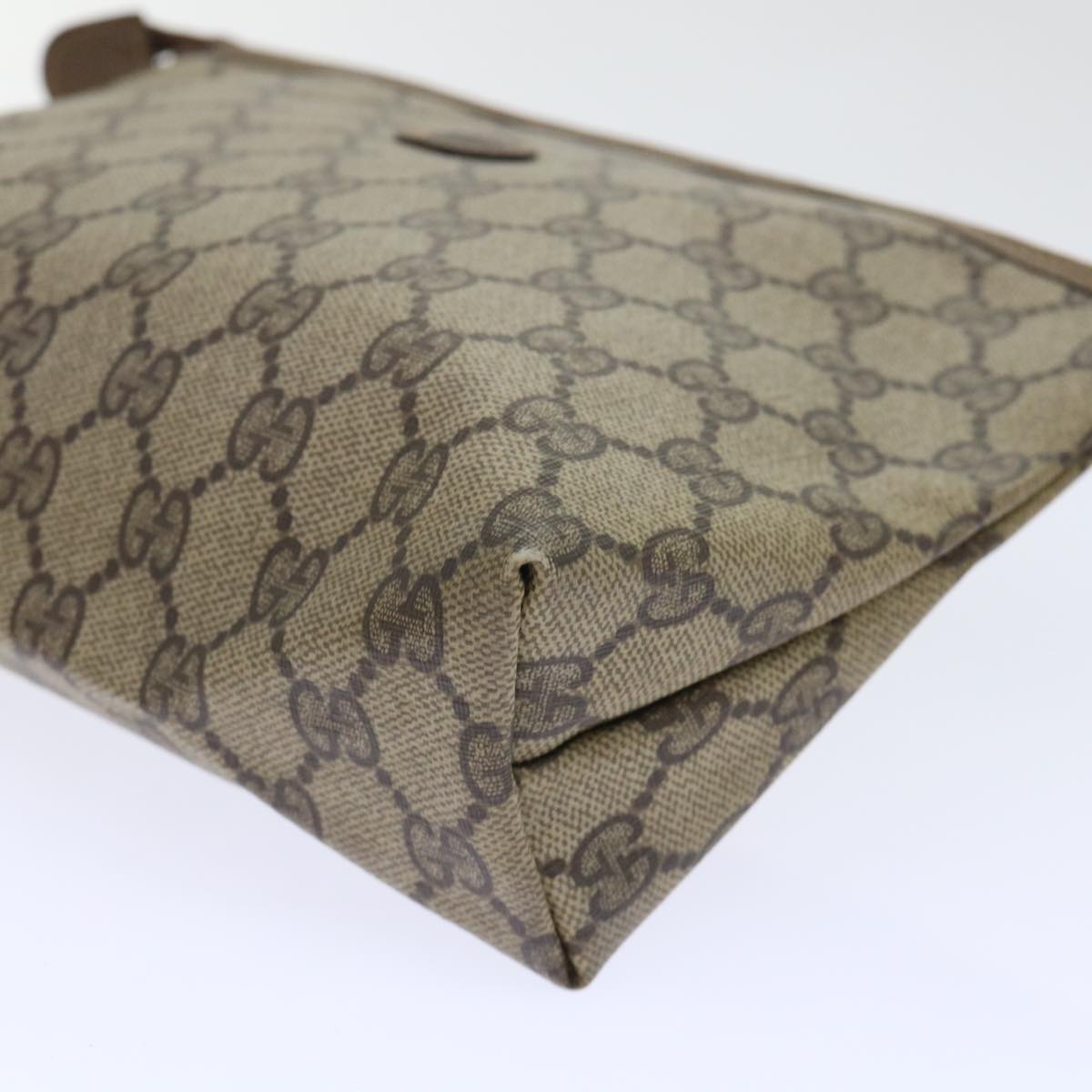 GUCCI GG Canvas Pouch PVC Leather Beige 50547