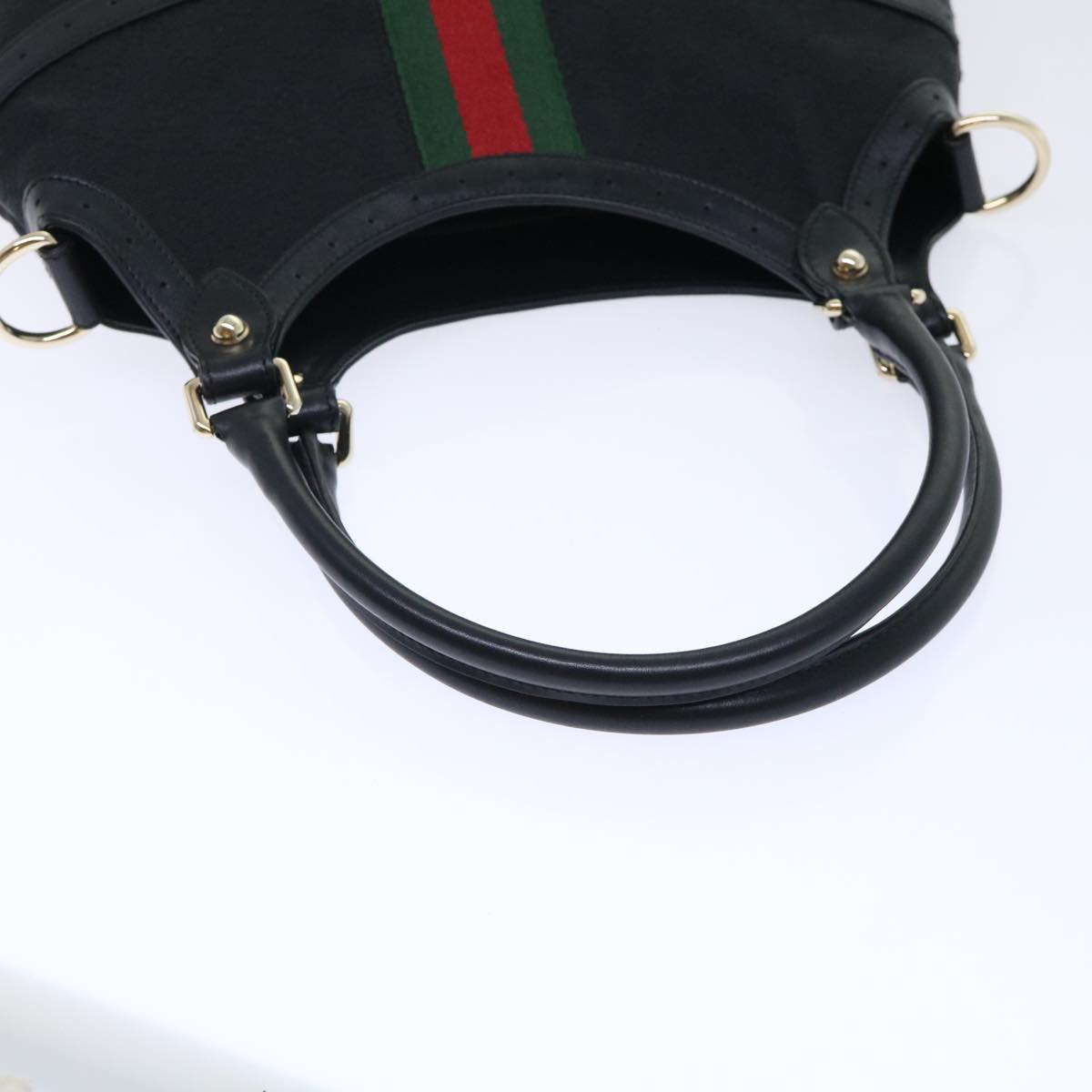 GUCCI GG Canvas Interlocking Web Sherry Line Shoulder Bag Black 50554