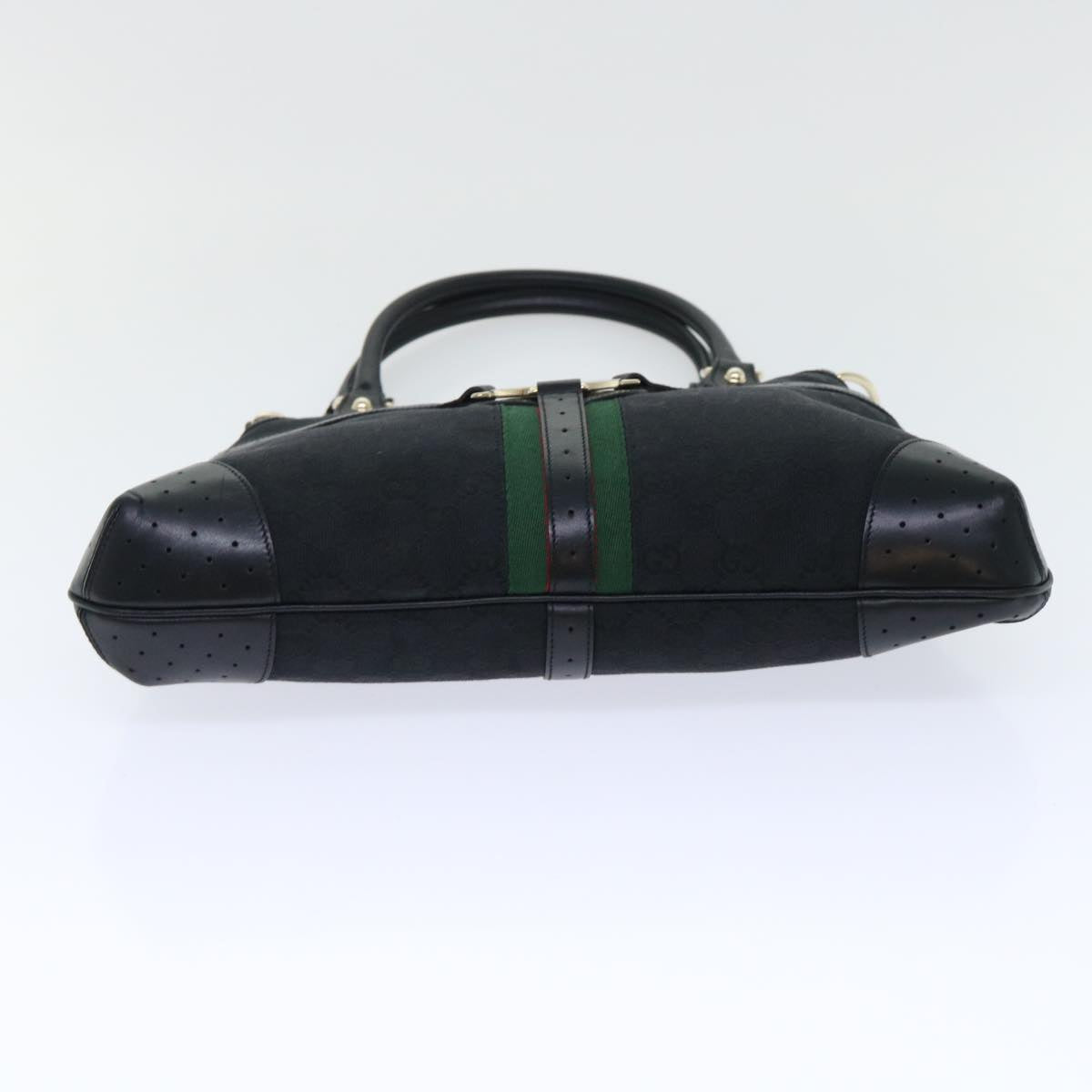 GUCCI GG Canvas Interlocking Web Sherry Line Shoulder Bag Black 50554