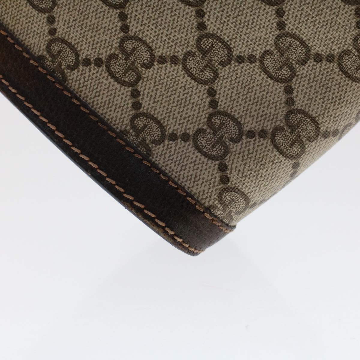 GUCCI GG Canvas Web Sherry Line Clutch Bag PVC Leather Beige Red 50560