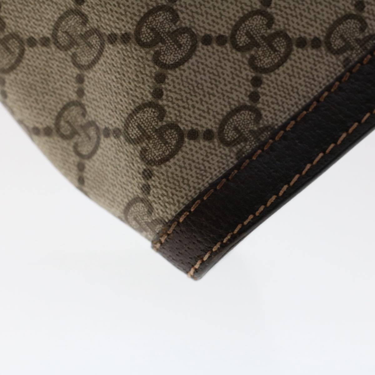 GUCCI GG Canvas Web Sherry Line Clutch Bag PVC Leather Beige Red 50560