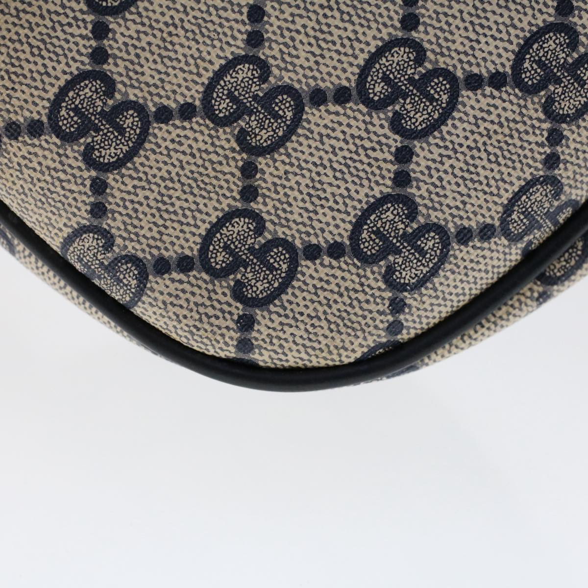 GUCCI GG Canvas Sherry Line Shoulder Bag PVC Leather Navy Red 50566