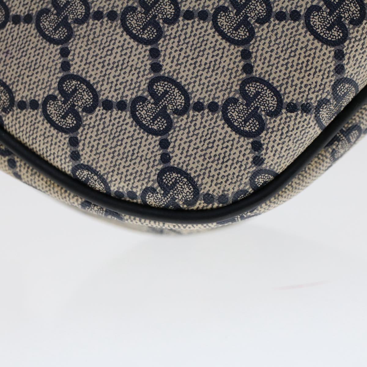 GUCCI GG Canvas Sherry Line Shoulder Bag PVC Leather Navy Red 50566