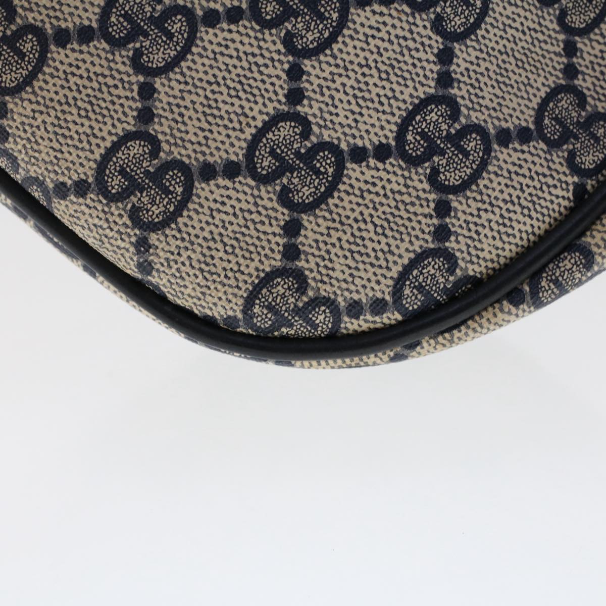GUCCI GG Canvas Sherry Line Shoulder Bag PVC Leather Navy Red 50566