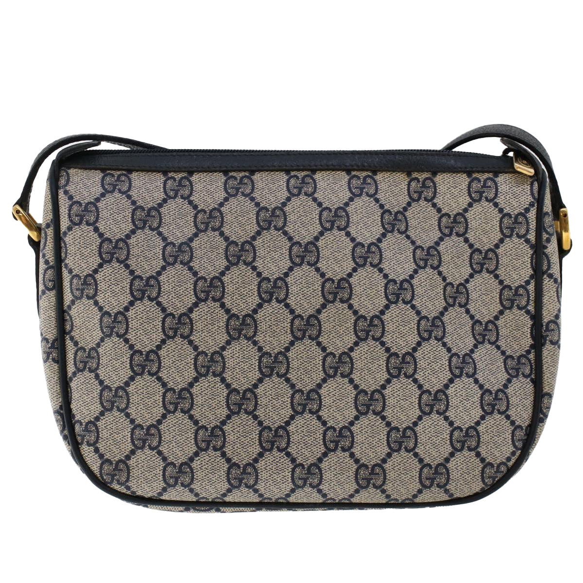 GUCCI GG Canvas Sherry Line Shoulder Bag PVC Leather Navy Red 50566