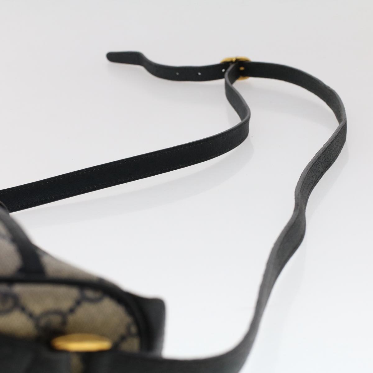 GUCCI GG Canvas Sherry Line Shoulder Bag PVC Leather Navy Red 50566