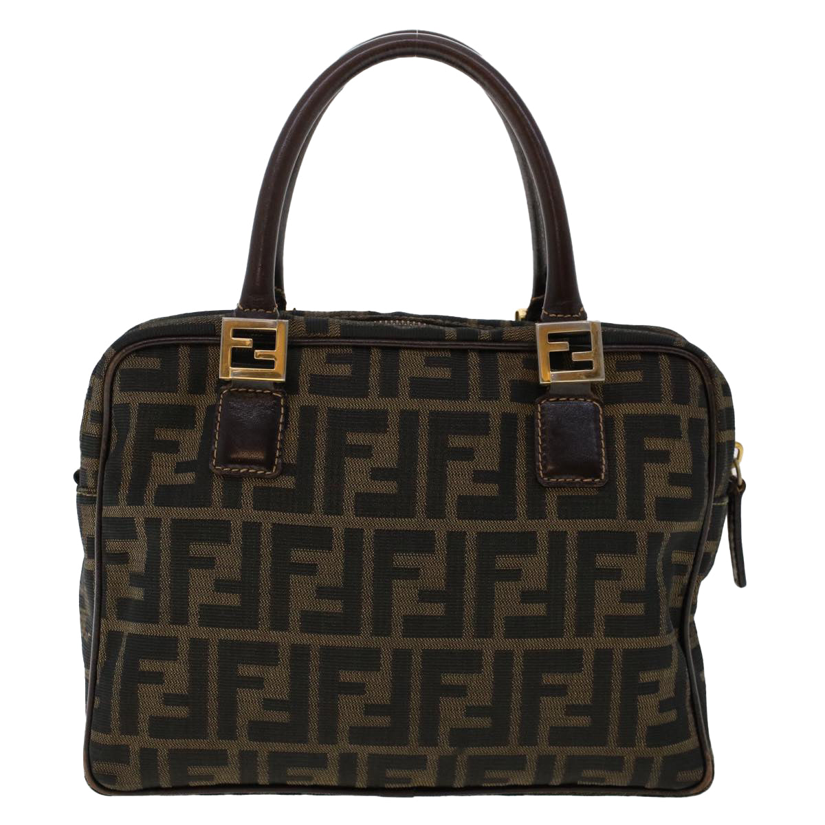 FENDI Zucca Canvas Hand Bag Nylon Brown Black 50568
