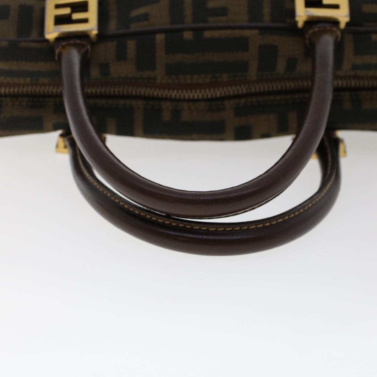 FENDI Zucca Canvas Hand Bag Nylon Brown Black 50568