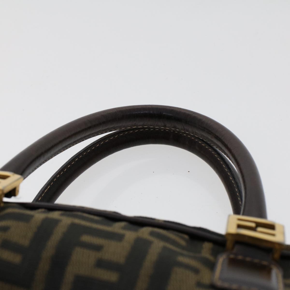 FENDI Zucca Canvas Hand Bag Nylon Brown Black 50568