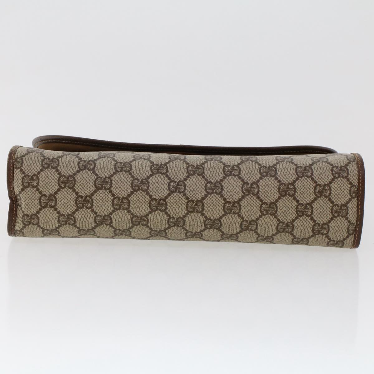 GUCCI GG Canvas Web Sherry Line Clutch Bag PVC Leather Beige Red 50570