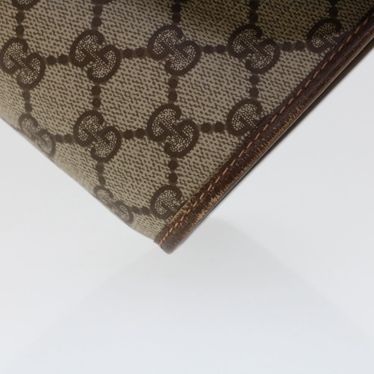 GUCCI GG Canvas Web Sherry Line Clutch Bag PVC Leather Beige Red 50570