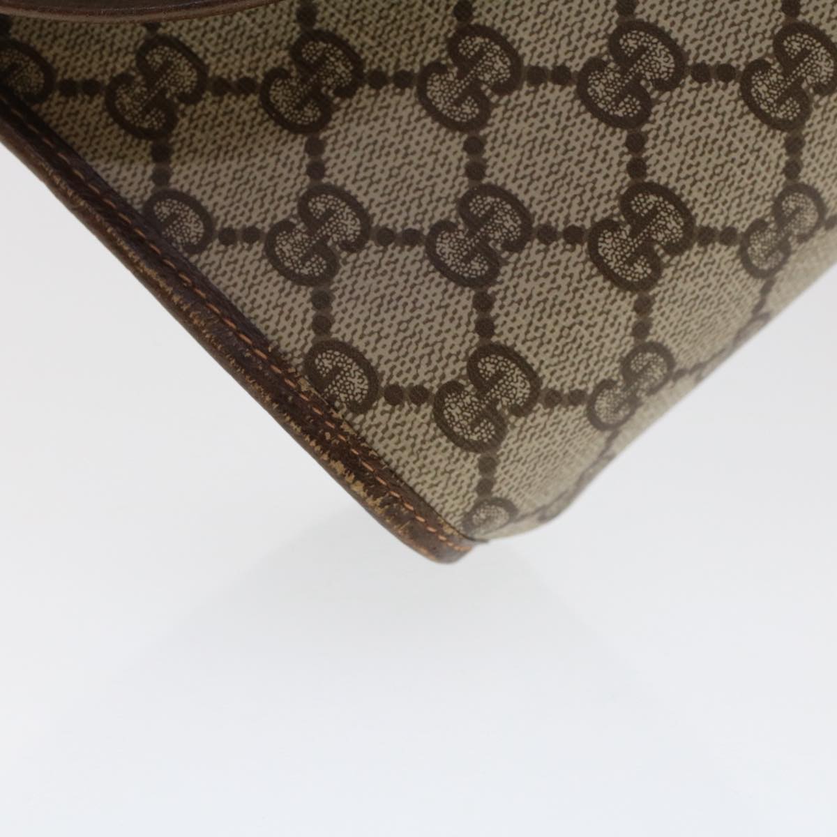 GUCCI GG Canvas Web Sherry Line Clutch Bag PVC Leather Beige Red 50570