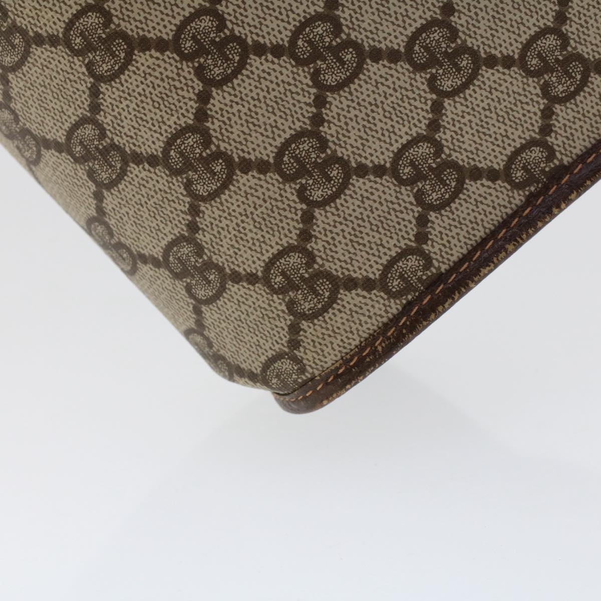 GUCCI GG Canvas Web Sherry Line Clutch Bag PVC Leather Beige Red 50570