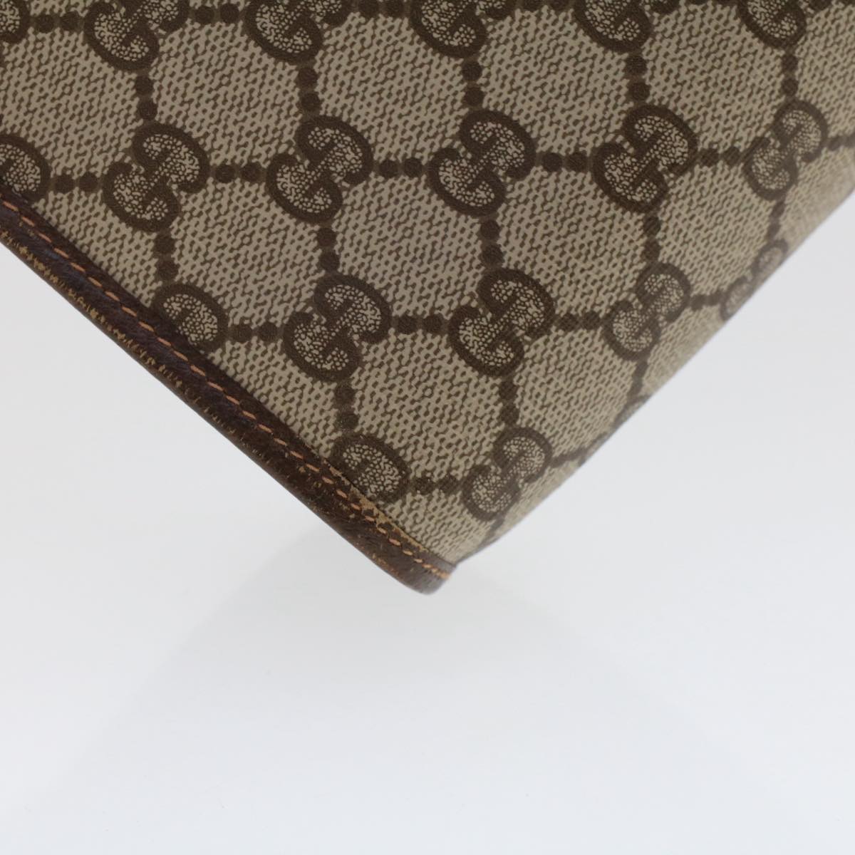 GUCCI GG Canvas Web Sherry Line Clutch Bag PVC Leather Beige Red 50570