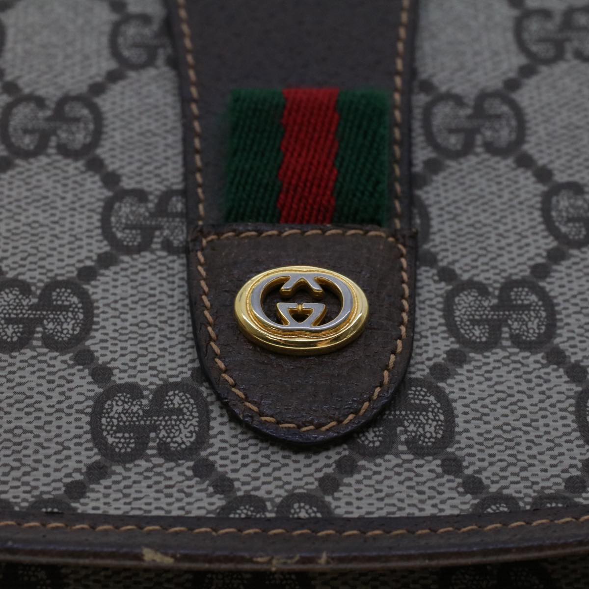 GUCCI GG Canvas Web Sherry Line Clutch Bag PVC Leather Beige Red 50570