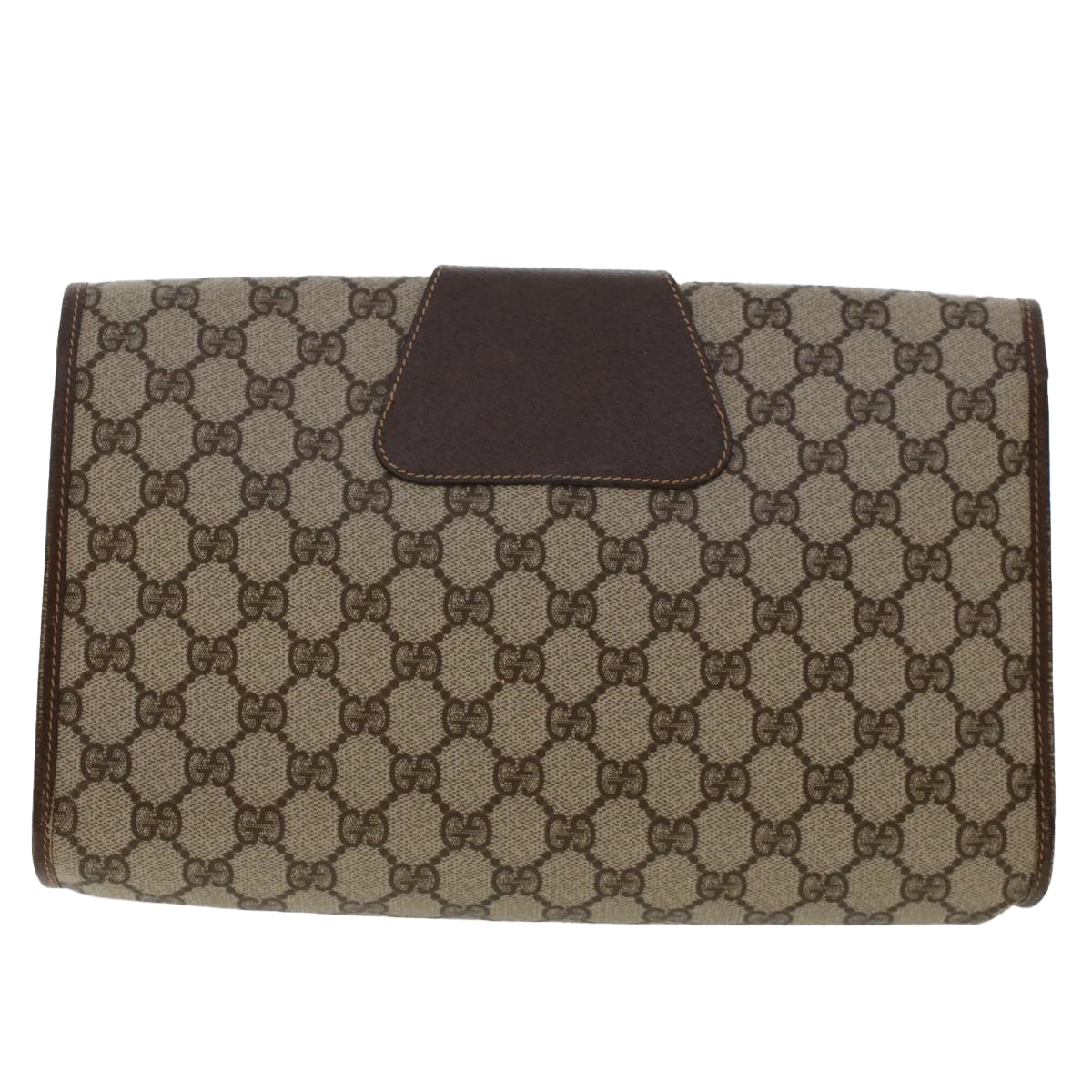 GUCCI GG Canvas Web Sherry Line Clutch Bag PVC Leather Beige Red 50570