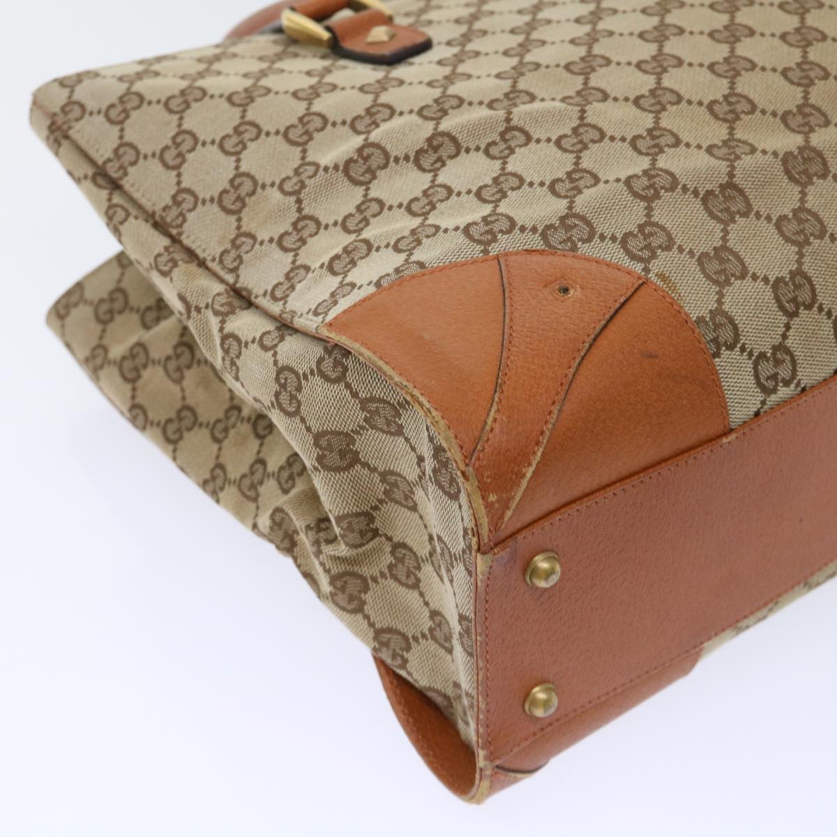 GUCCI GG Canvas Hand Bag Beige Brown 120897 50574