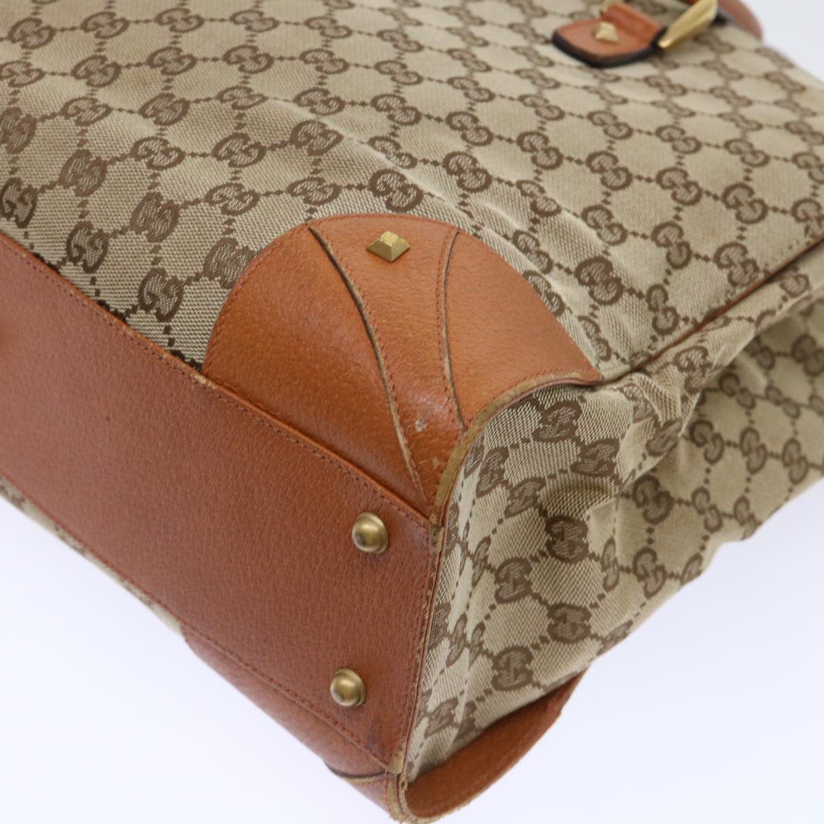 GUCCI GG Canvas Hand Bag Beige Brown 120897 50574