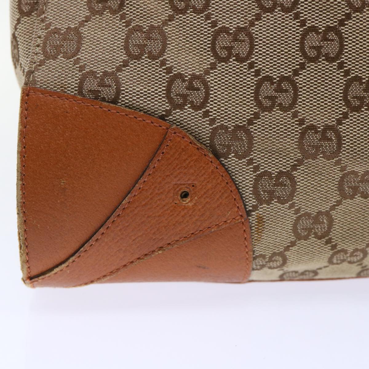 GUCCI GG Canvas Hand Bag Beige Brown 120897 50574