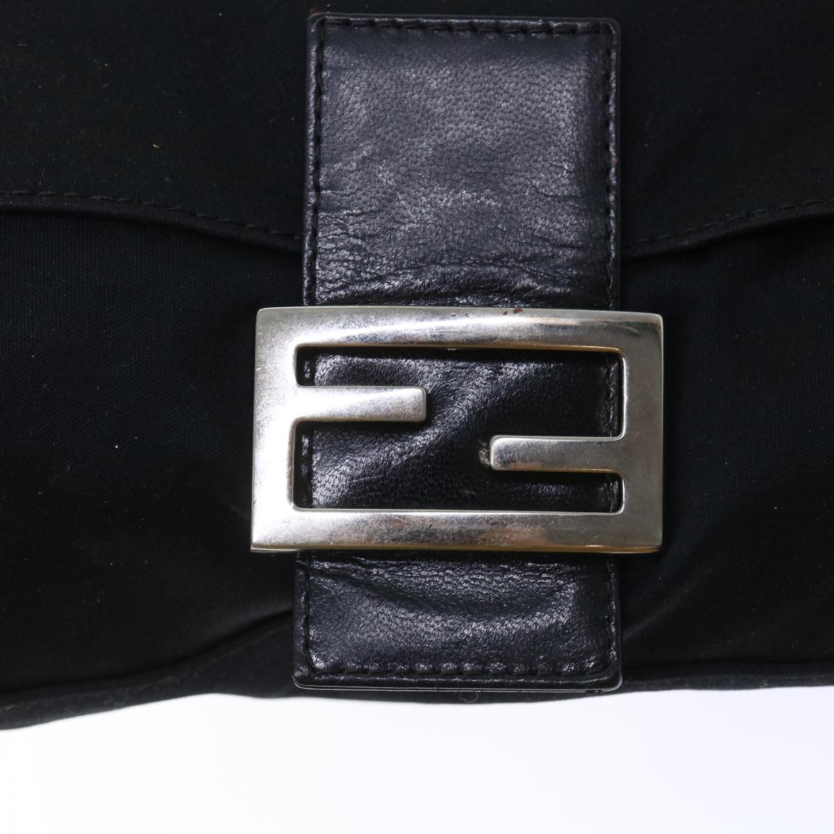 FENDI Mamma Baguette Shoulder Bag Nylon Black 50576