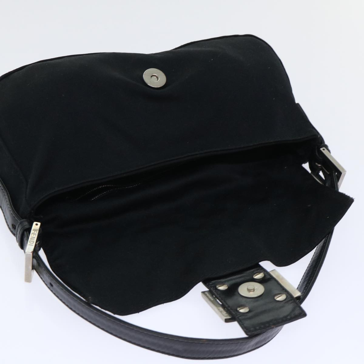 FENDI Mamma Baguette Shoulder Bag Nylon Black 50576