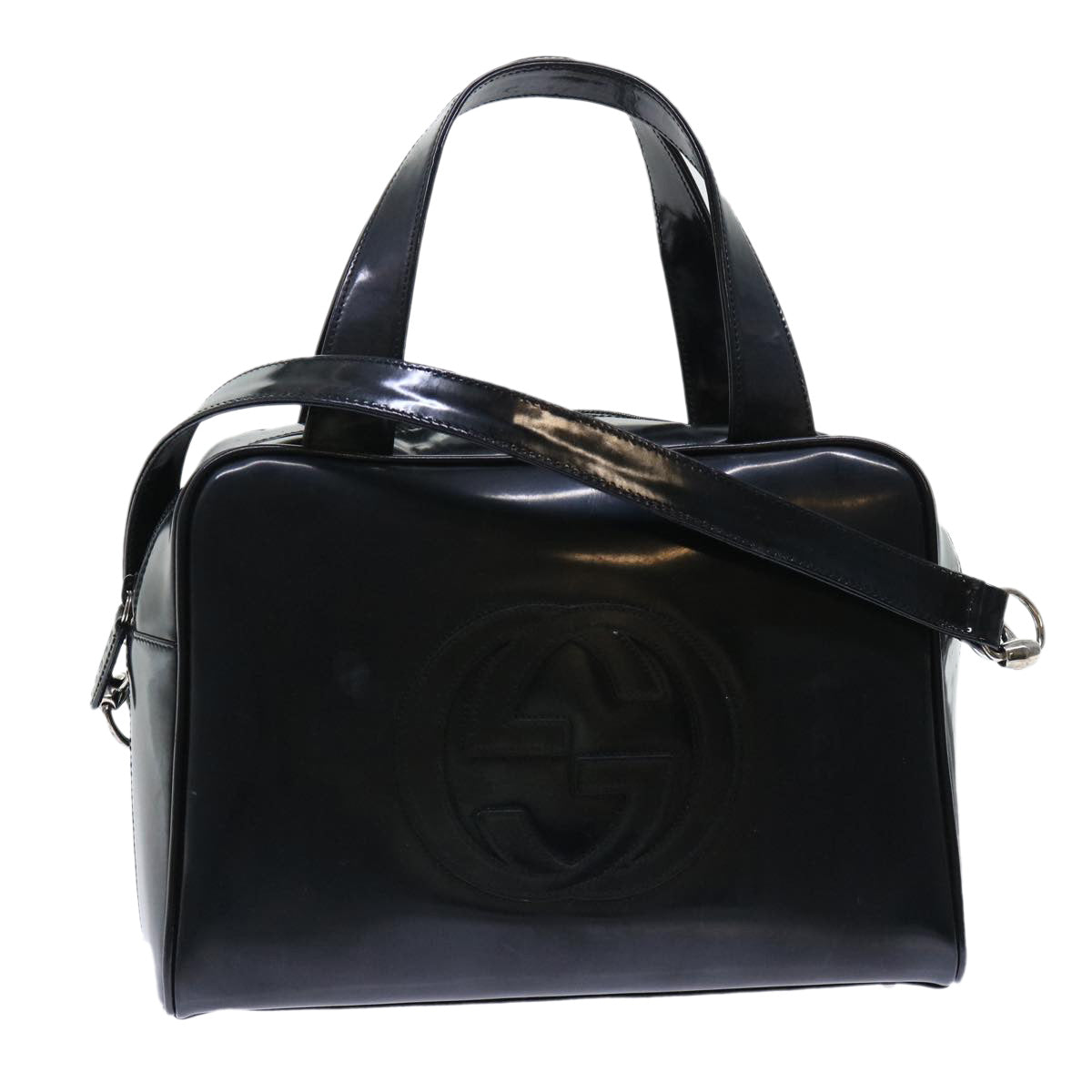 GUCCI Hand Bag Patent leather 2way Black 000.1274.0505 50588