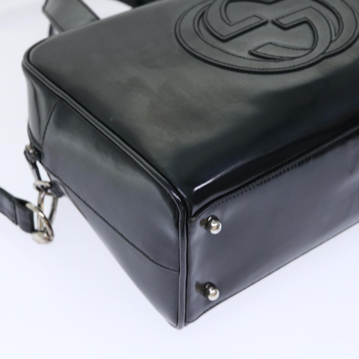 GUCCI Hand Bag Patent leather 2way Black 000.1274.0505 50588