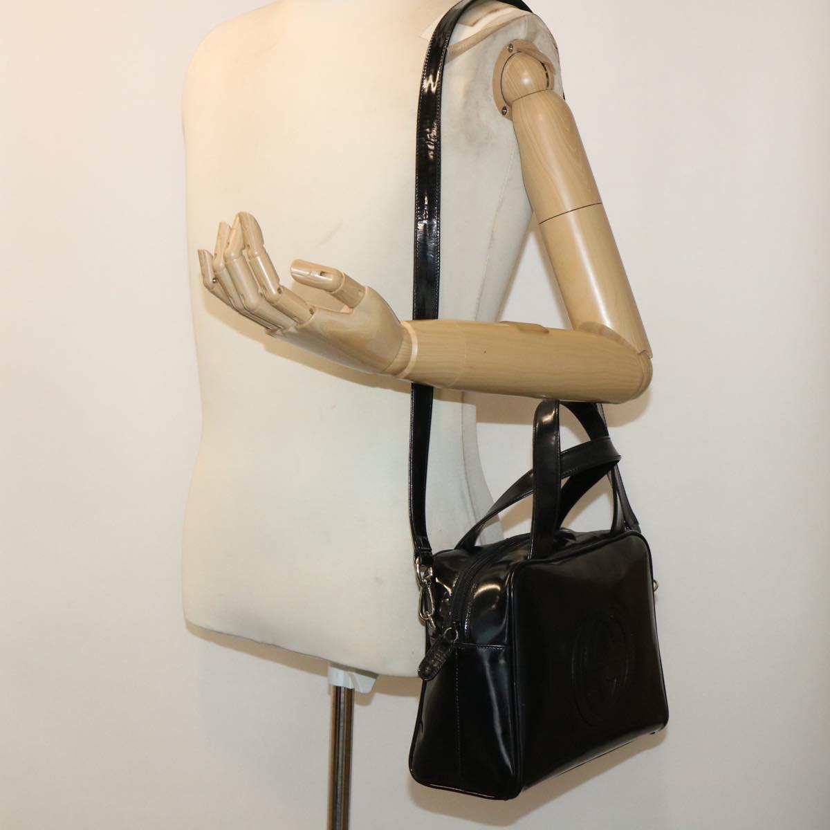 GUCCI Hand Bag Patent leather 2way Black 000.1274.0505 50588