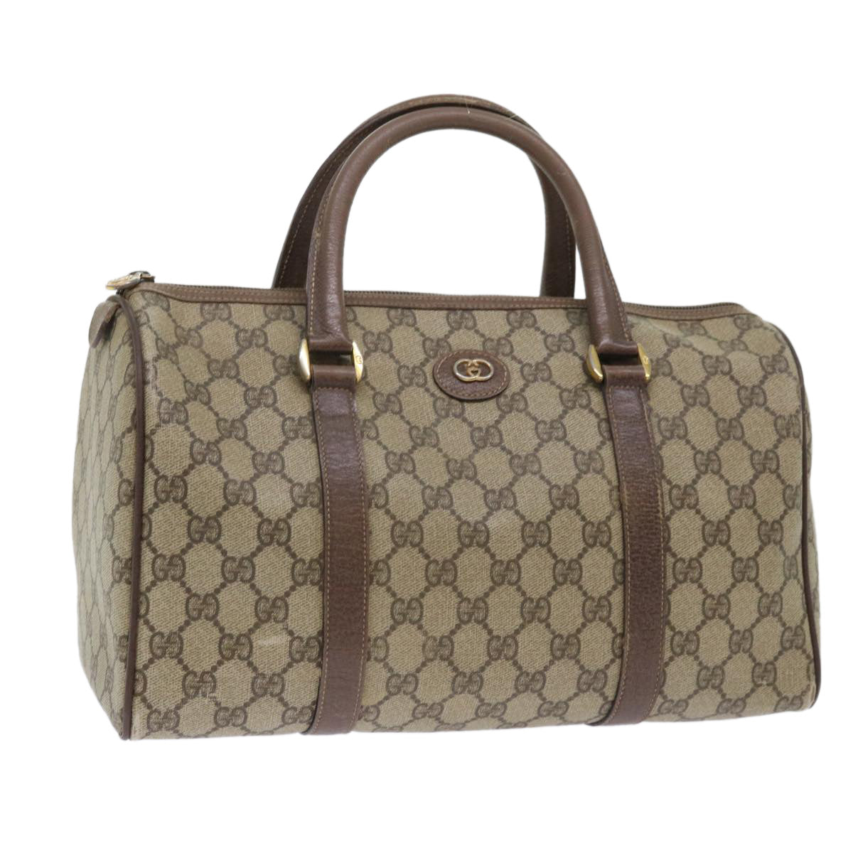GUCCI GG Canvas Boston Bag PVC Leather Beige 50592