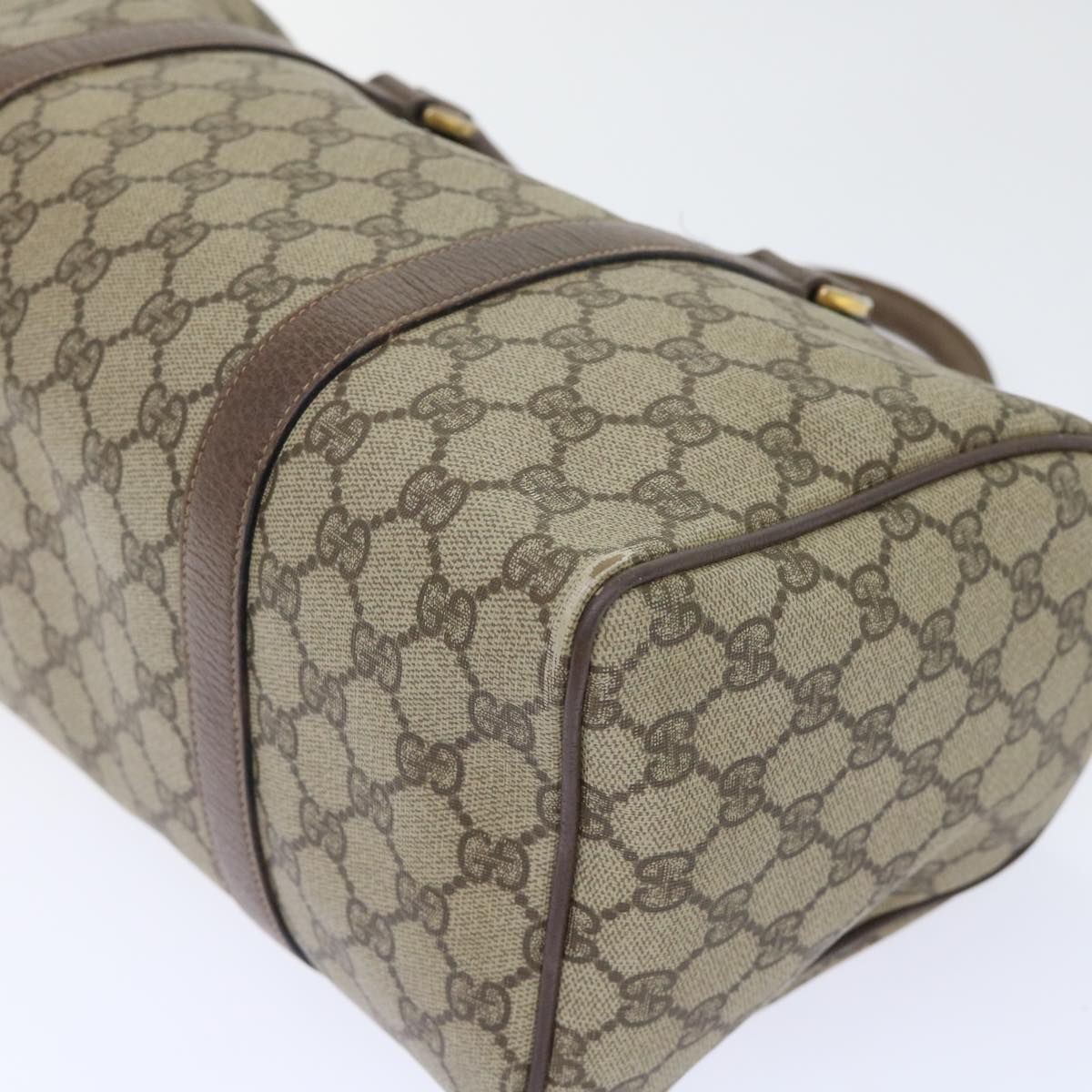 GUCCI GG Canvas Boston Bag PVC Leather Beige 50592