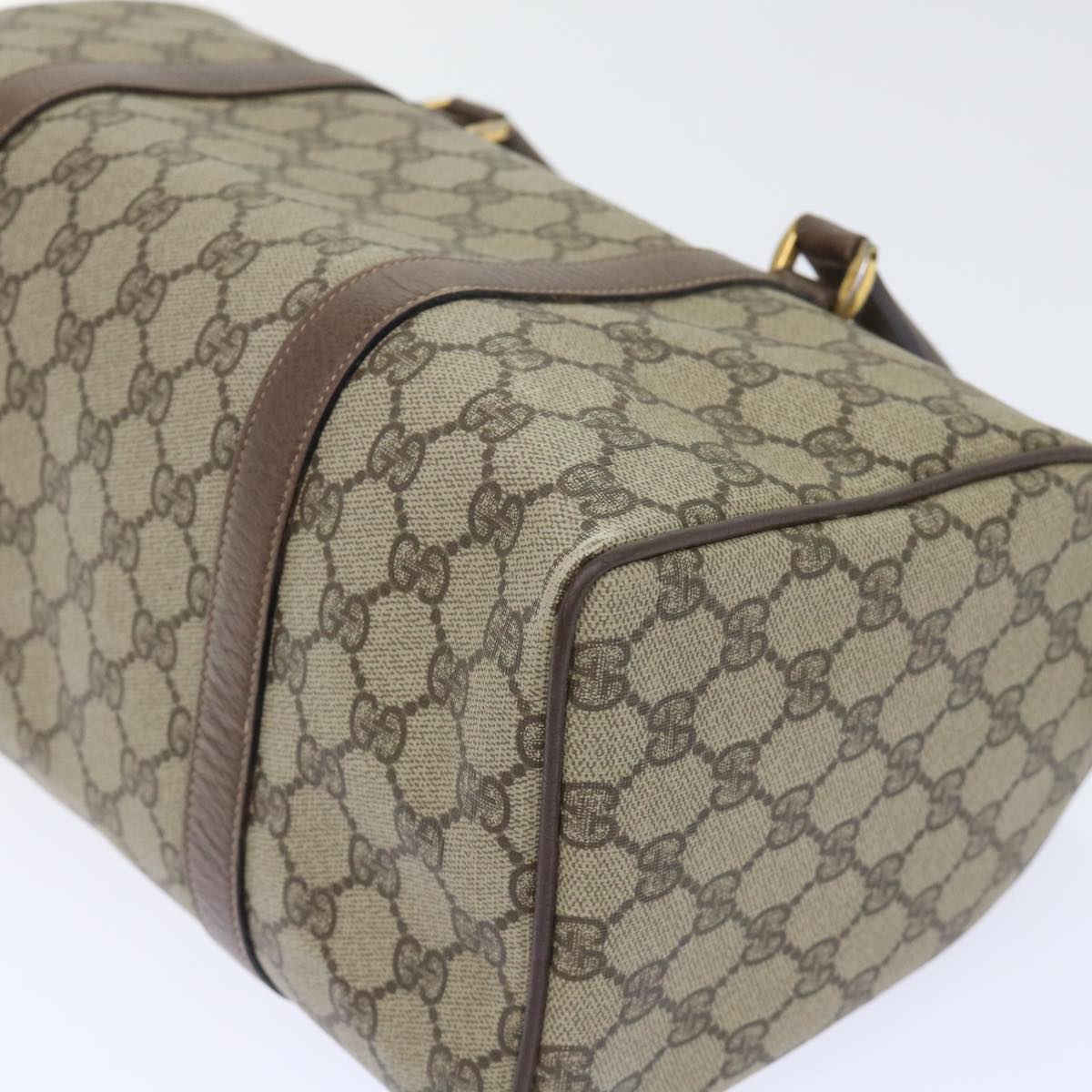 GUCCI GG Canvas Boston Bag PVC Leather Beige 50592