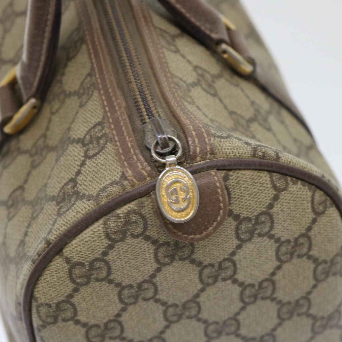 GUCCI GG Canvas Boston Bag PVC Leather Beige 50592