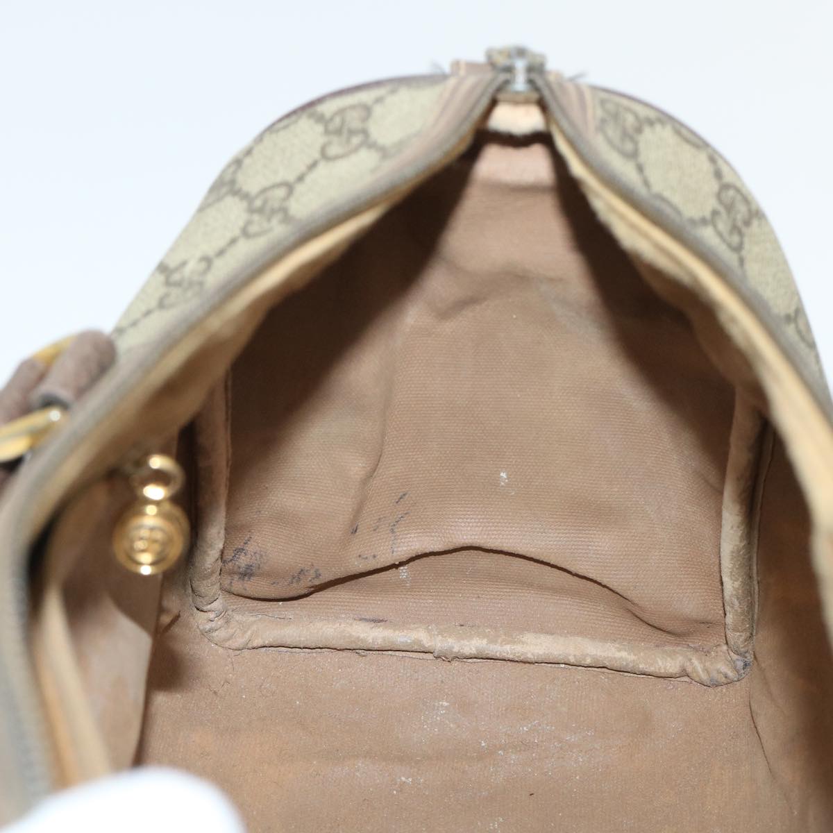 GUCCI GG Canvas Boston Bag PVC Leather Beige 50592