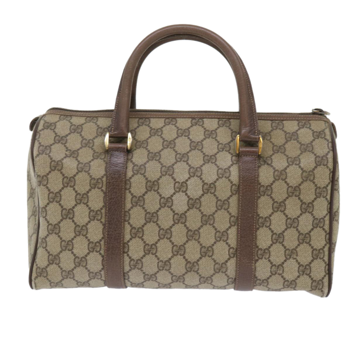 GUCCI GG Canvas Boston Bag PVC Leather Beige 50592