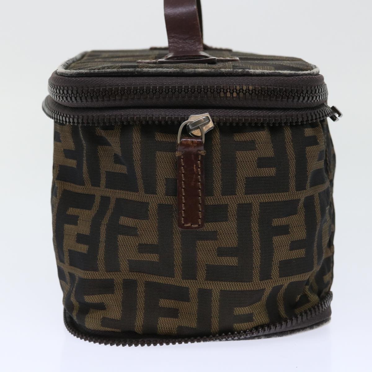 FENDI Zucca Canvas Vanity Cosmetic Pouch Nylon Brown Black 50594