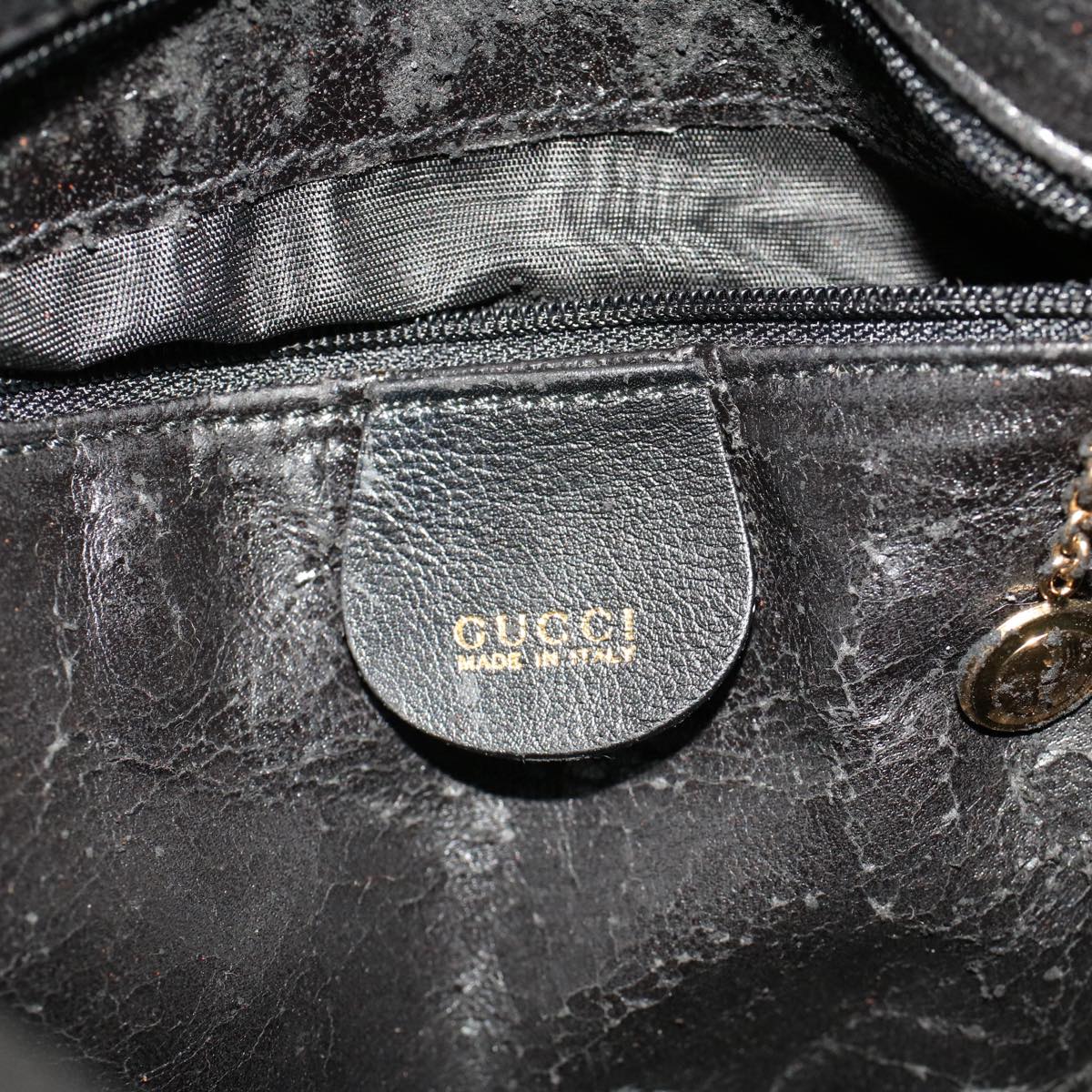 GUCCI Bamboo Shoulder Bag Leather 2way Black 50597
