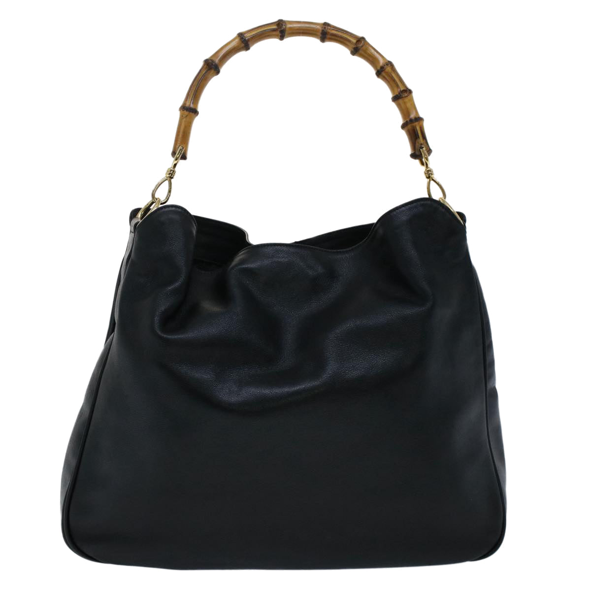 GUCCI Bamboo Shoulder Bag Leather 2way Black 50597