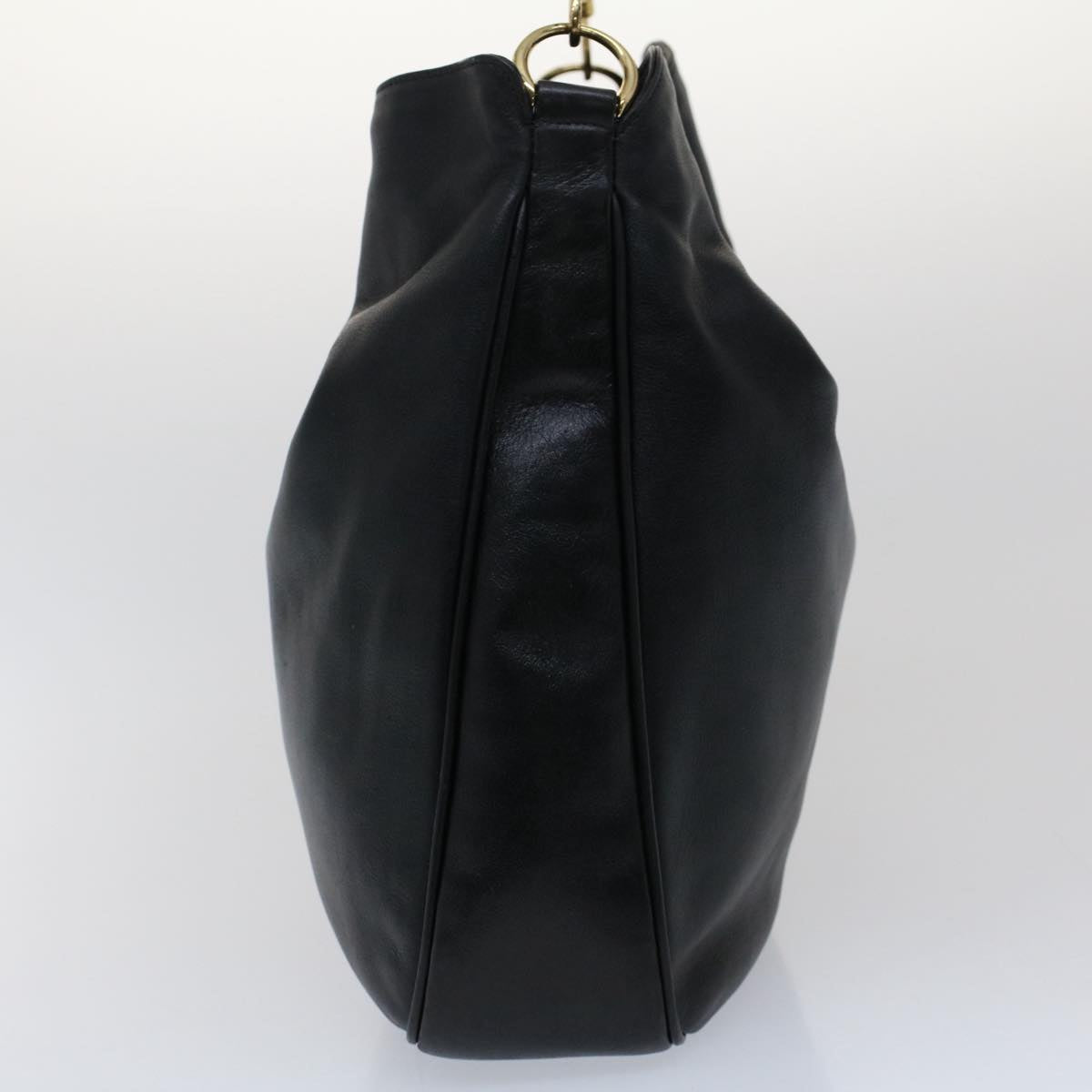 GUCCI Bamboo Shoulder Bag Leather 2way Black 50597