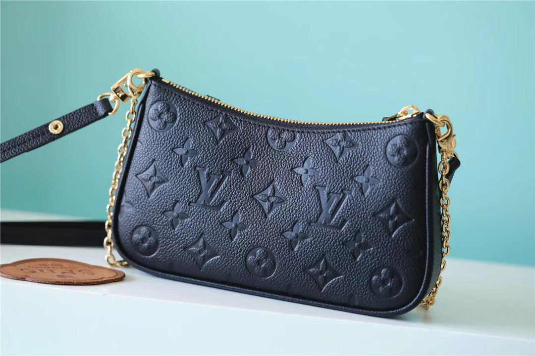 LV Easy Pouch On Strap Monogram Empreinte Black For Women, WomenÃ¢â‚¬â„¢s Handbags, Shoulder Bags And Crossbody Bags 7.5in/19cm LV M80349