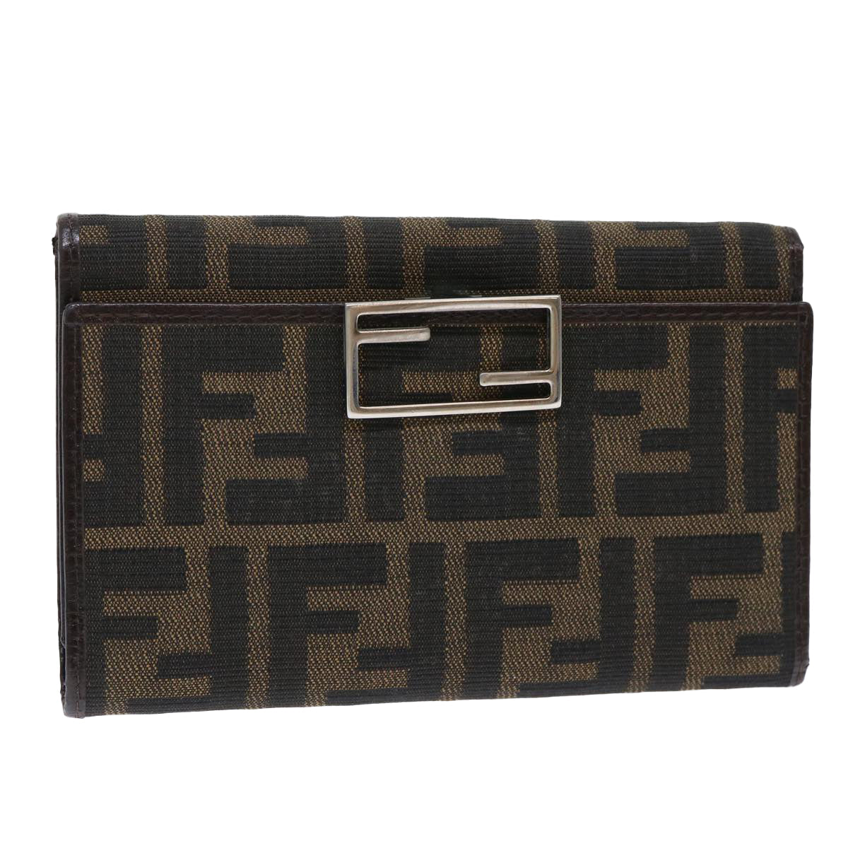 FENDI Zucca Canvas Wallet Black Brown 50751