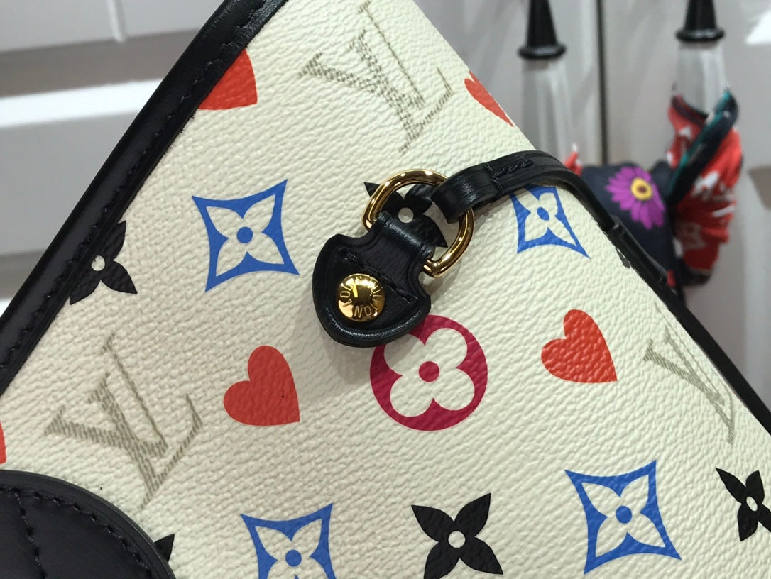 LV Neverfull MM Game On Tote Bag Monogram Canvas White By Nicolas Ghesquiere For Women, WomenÃ¢â‚¬â„¢s Handbags, Shoulder Bags 12.2in/31cm LV M57462