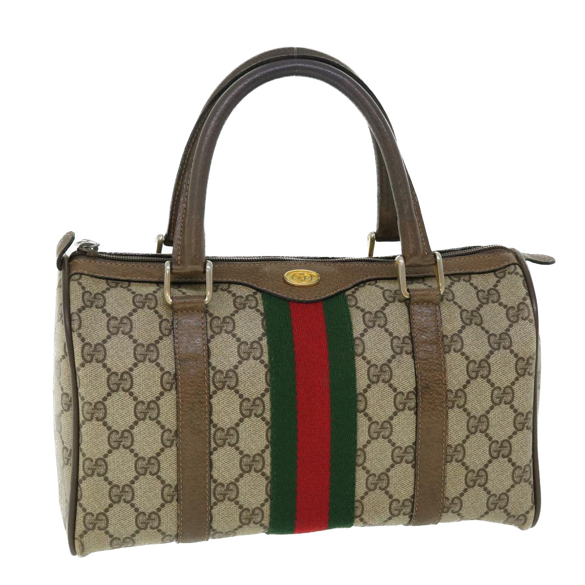 GUCCI GG Canvas Web Sherry Line Boston Bag Beige Red Green 39.02.006 50772