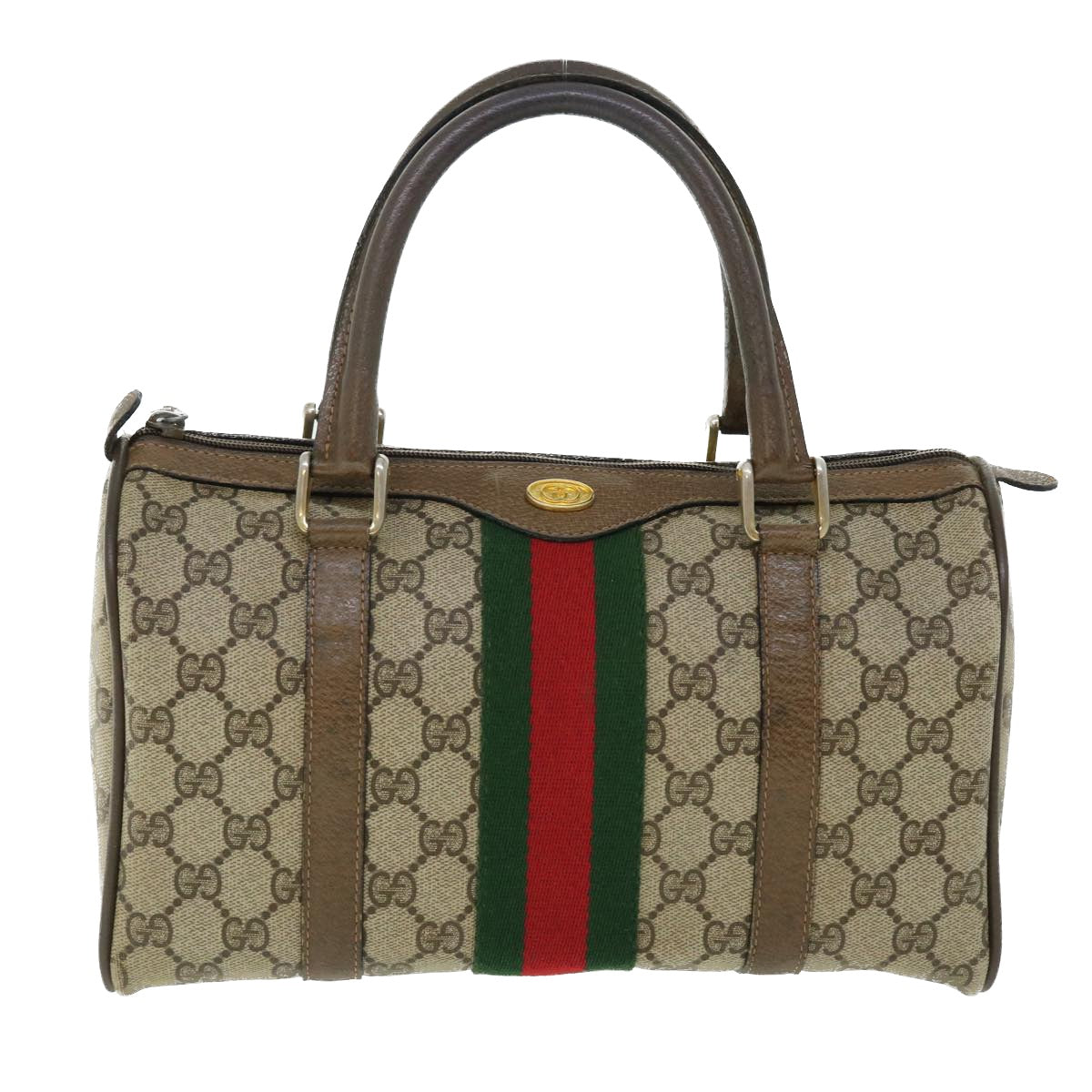 GUCCI GG Canvas Web Sherry Line Boston Bag Beige Red Green 39.02.006 50772