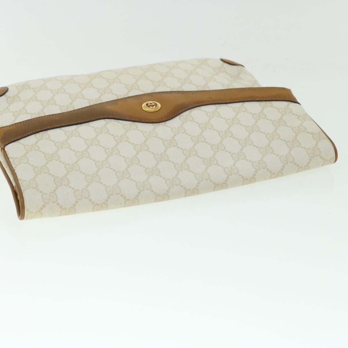 GUCCI GG Canvas Clutch Bag PVC Leather White 156.02.075 50774